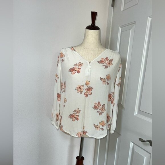 Liz Claiborne Multicolored 3/4 Sleeve Blouse with Mandarin Collar - Picture 7 of 7